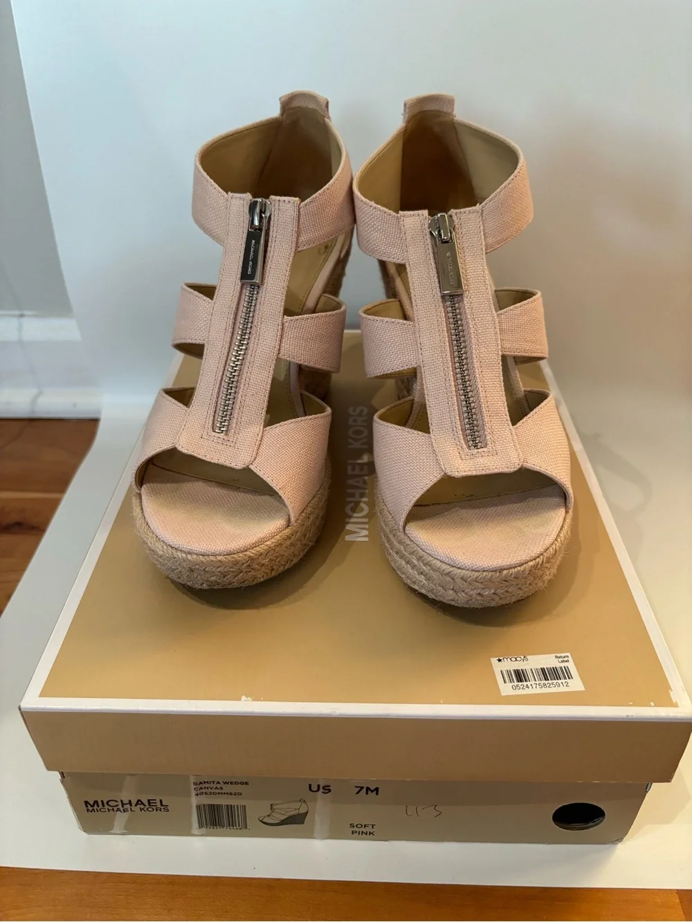 MICHAEL Michael Kors Blush Pink Strappy Wedge Sandals
